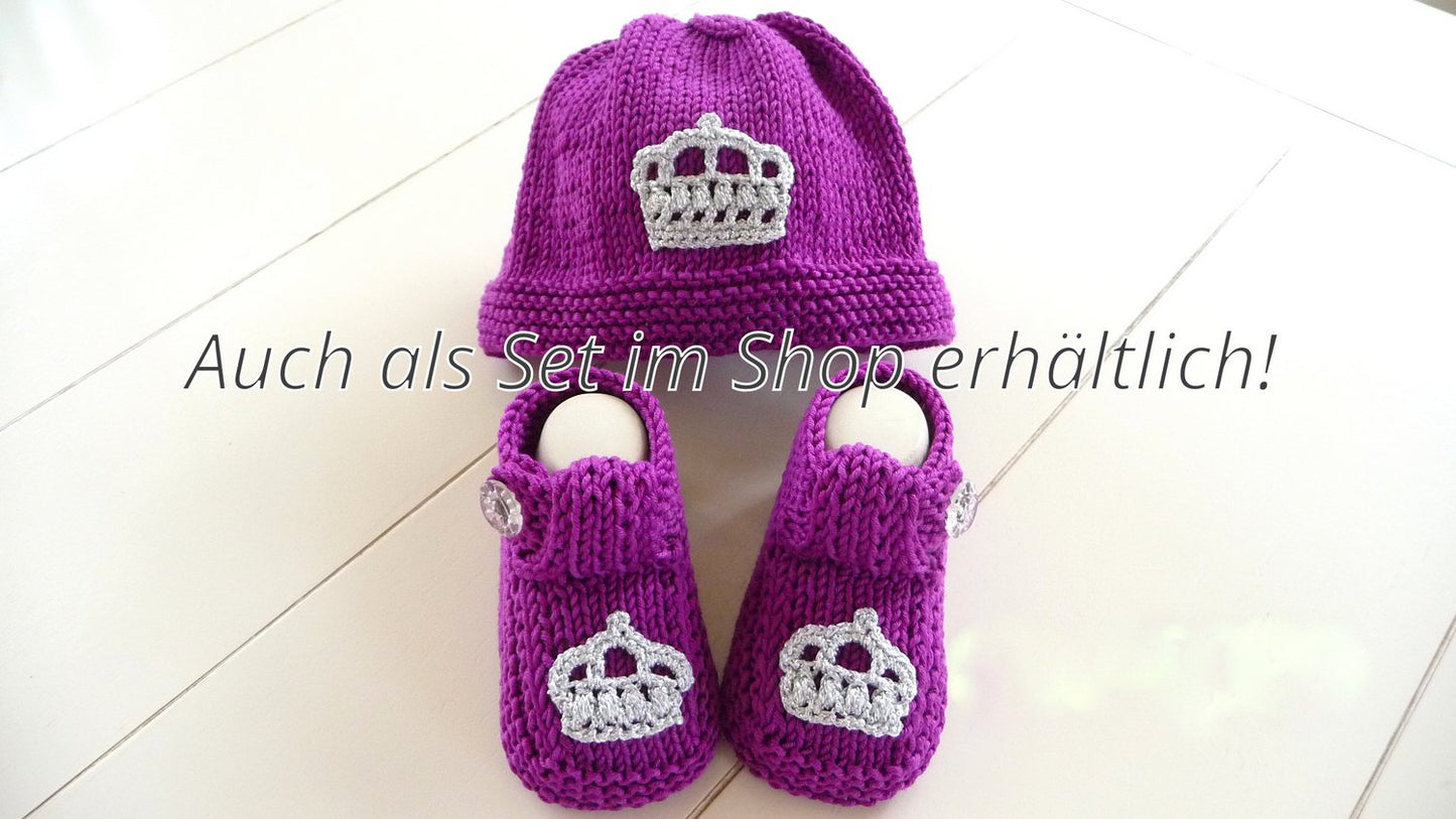 Strickanleitung - Babymütze - Erstlingsmütze mit Krone- No.74
