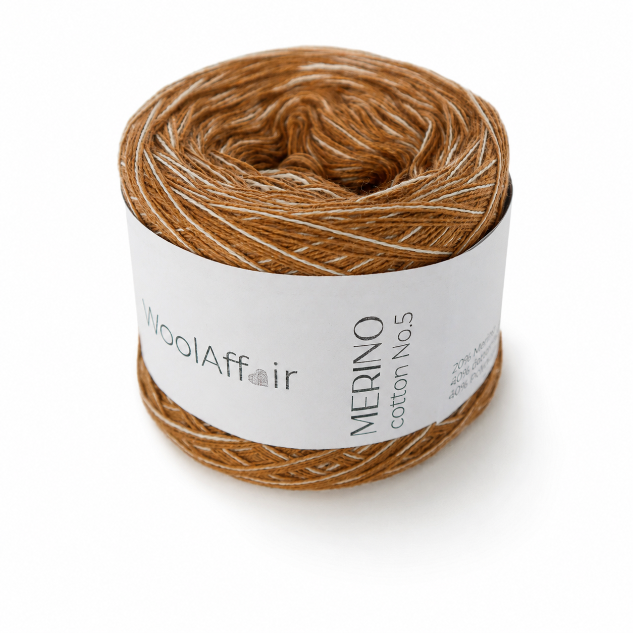 Merino-Baumwollgarn No.5, braun meliert: Wollknäuel