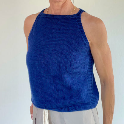 SENA-Wollshirt, ärmellos mit Rundhalsausschnitt, royalblau