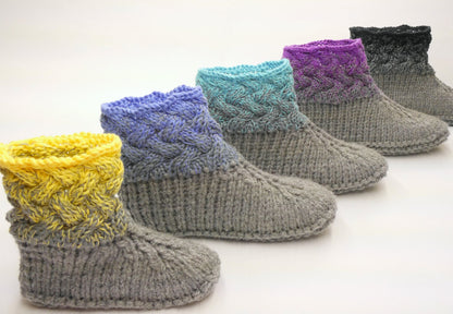 Strickanleitung Flechtmuster Hausschuhe No.180
