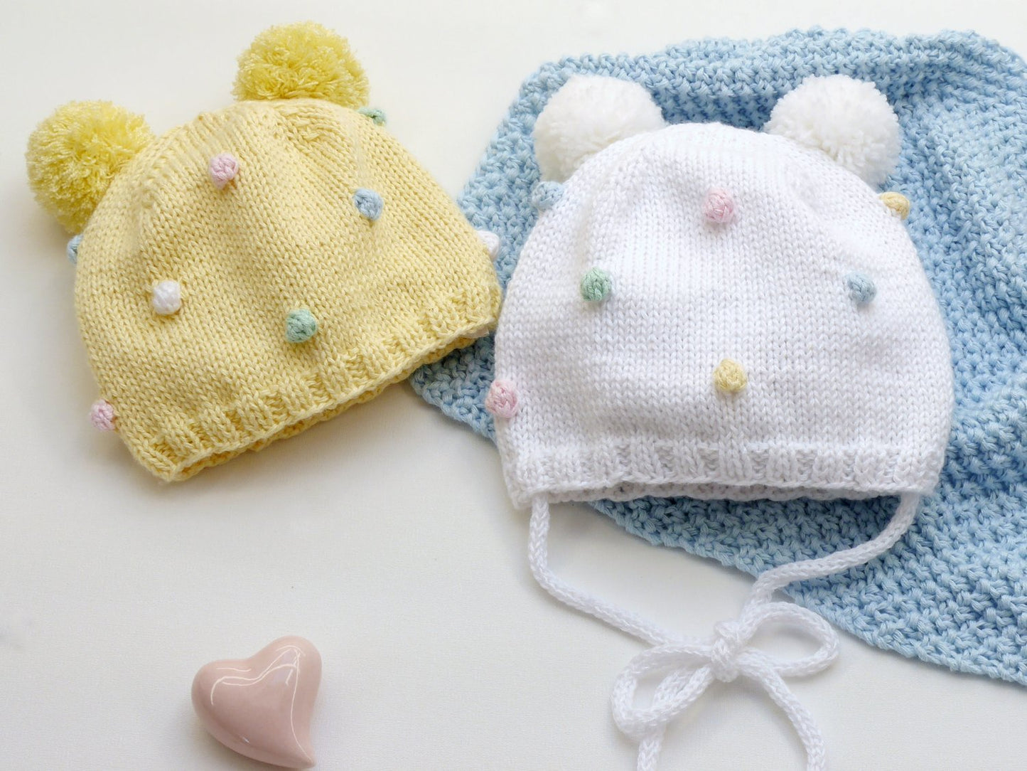 Strickanleitung Mütze mit Pünktchenmuster - 6 Größen von 0-2 Jahre Kopfumfang 35 - 52 cm - No.193