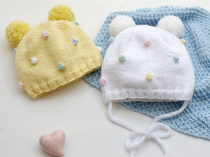Strickanleitung Mütze mit Pünktchenmuster - 6 Größen von 0-2 Jahre Kopfumfang 35 - 52 cm - No.193
