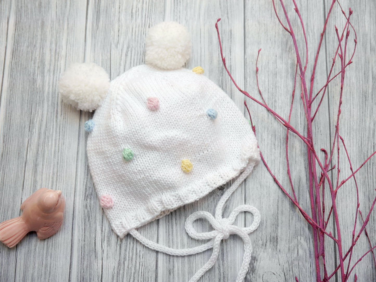 Strickanleitung Mütze mit Pünktchenmuster - 6 Größen von 0-2 Jahre Kopfumfang 35 - 52 cm - No.193
