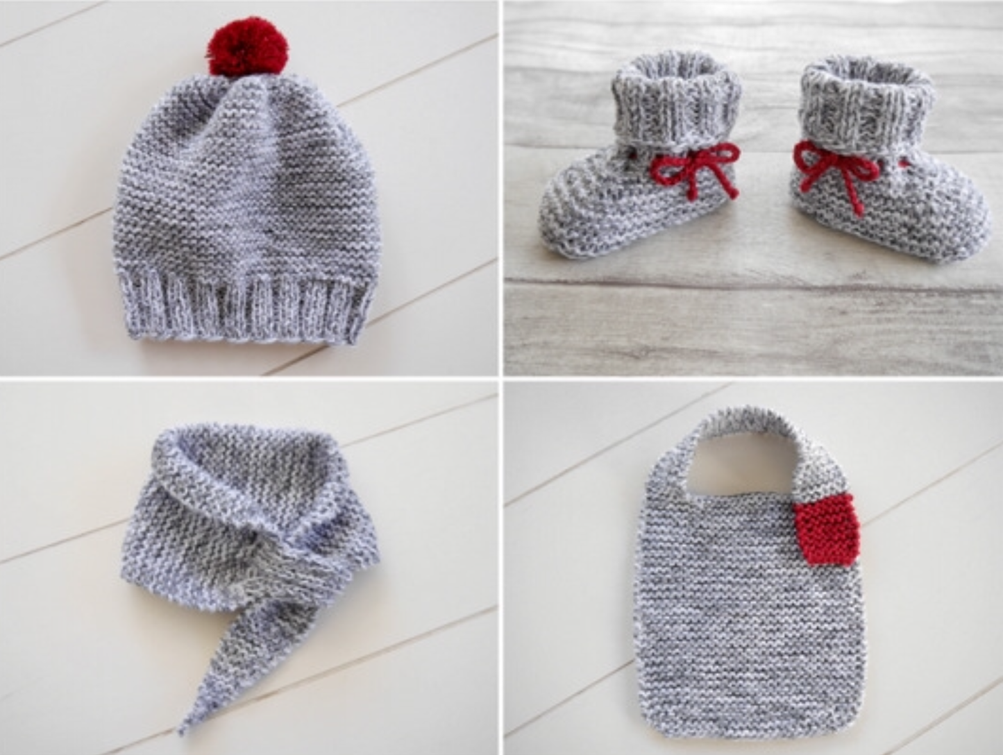 Strickanleitung - Babymütze, Babyschuhe, Babyschal, Babylätzchen BASIC - für Anfänger geeignet – Erstlingsausstattung – No.168