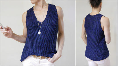 Strickanleitung - Ärmelloser V-Sweater - DARK BLUE – No.172
