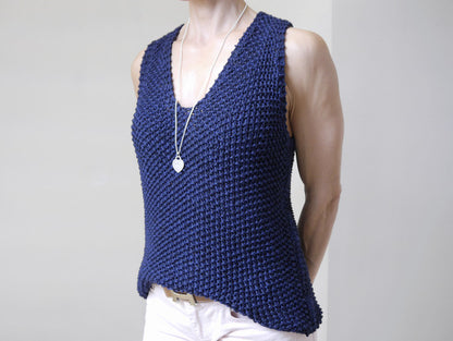 Strickanleitung - Ärmelloser V-Sweater - DARK BLUE – No.172