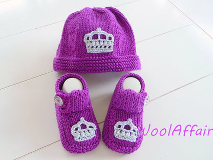 Strickanleitung - Babymütze + Babyschuhe - Krönchen-Set - No.99