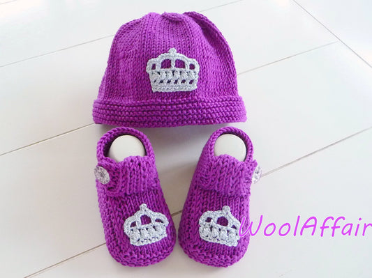 Strickanleitung - Babymütze + Babyschuhe - Krönchen-Set - No.99