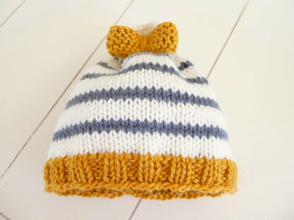 Strickanleitung - Mütze stricken - Tunnelzugmütze mit Schleife- No.92
