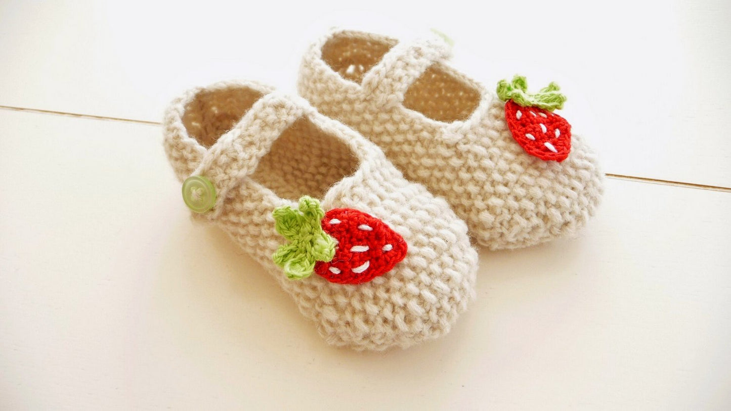 Strickanleitung - Babyschuhe - Erdbeer-Ballerinas - No.15